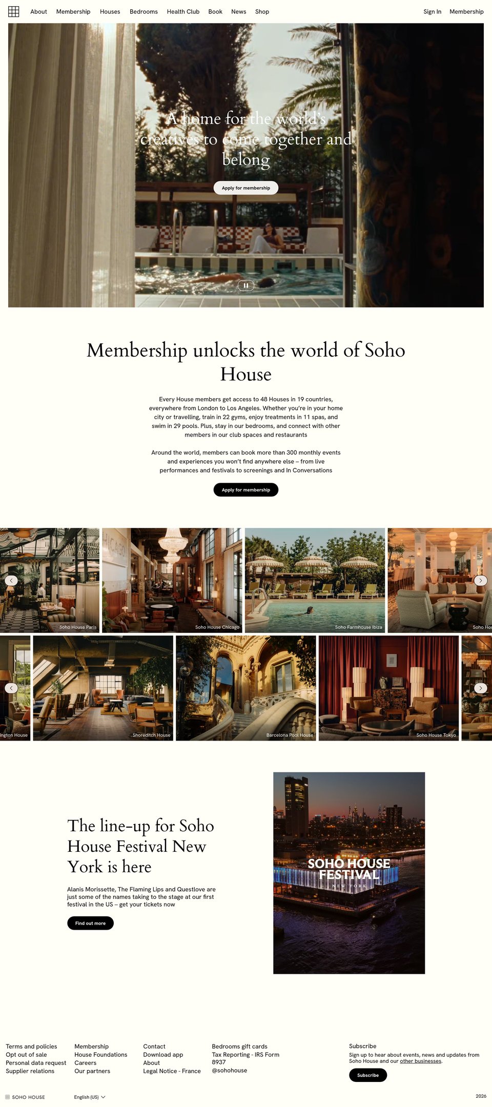Soho House desktop