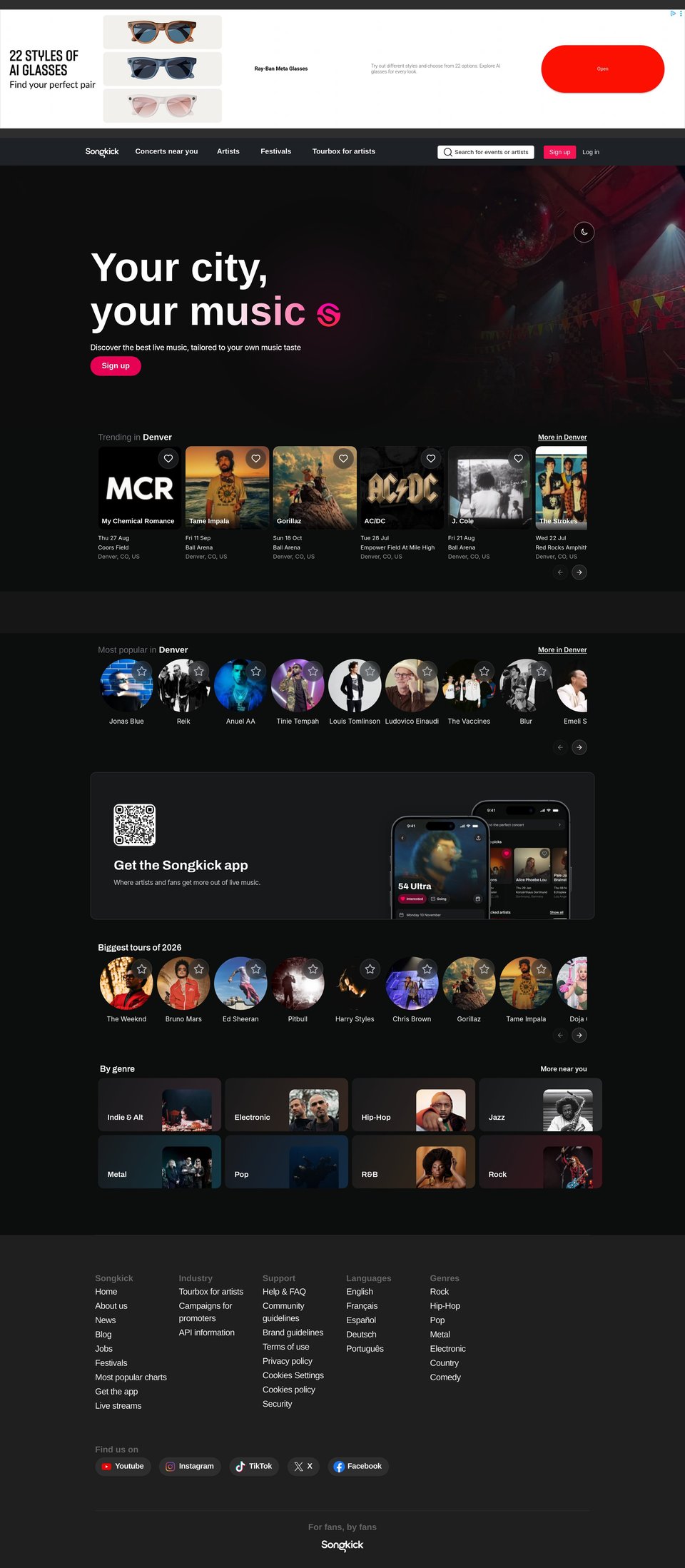 Songkick (reference) desktop